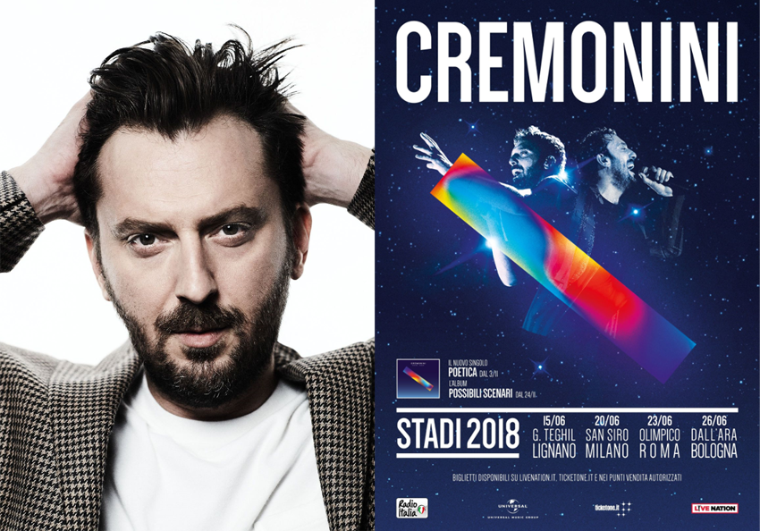 CESARE CREMONINI il primo tour negli stadi a giugno